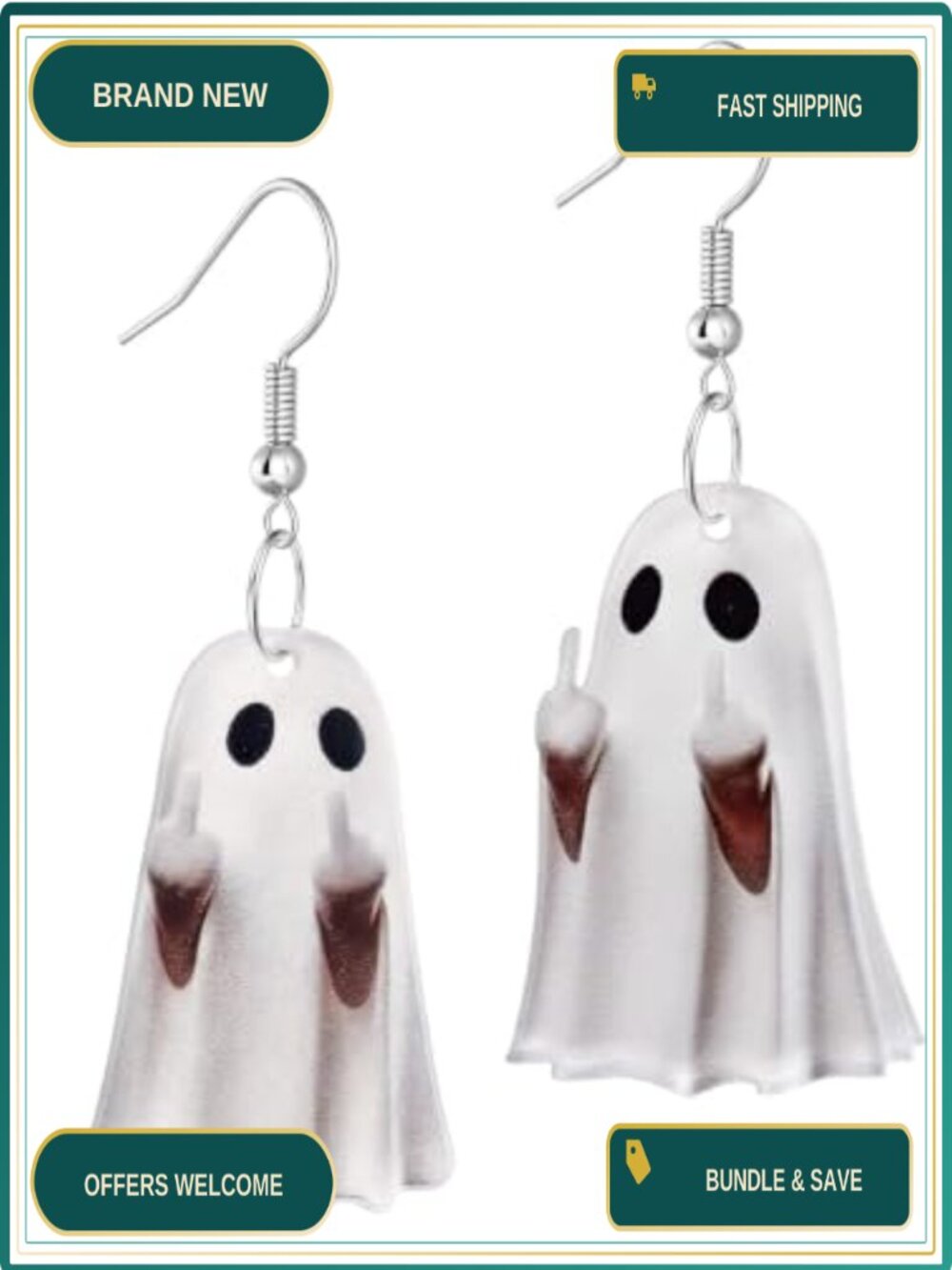 Acrylic Ghost Bow Pendant Earrings Halloween Party Accessories